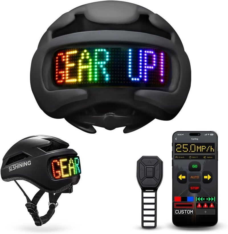 Docgari Bike Helmet with Light - Bike Helmet with DIY LED Screen for Scooter, Bicycle, Skateboard - LED Display Helmet with Customizable Patterns - Bicycle Helmet Light for Adult Men and Women - Image 1